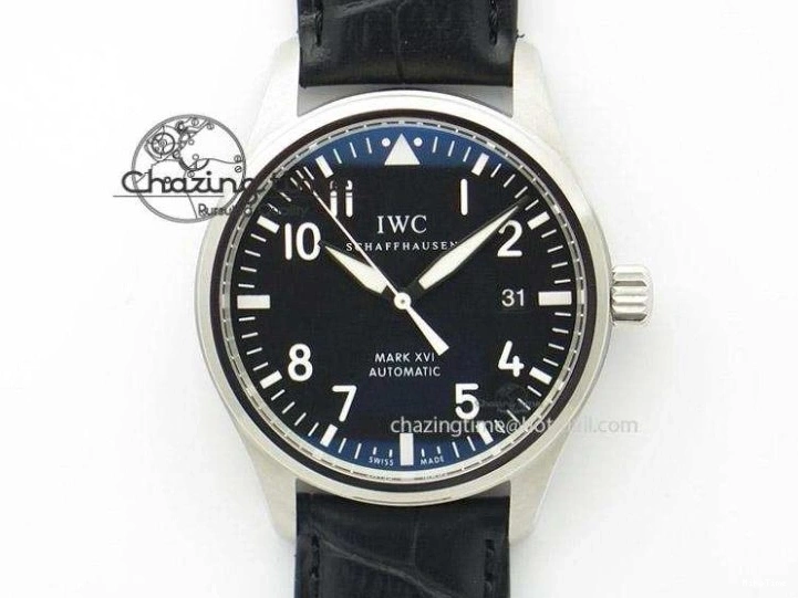 MIROTIME 0122 Vibrant Mark XVIII IW327001 SS M+F 1:1 Best Edition Black Dial on Black Leather Strap A 7055